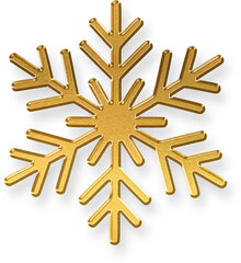 Elegant Textured Gold Metallic Snowflake Icon in a Winter Cutout Style.