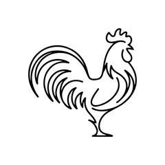 Silhouette of a elegant rooster chicken line art or farm animal logo and icon.