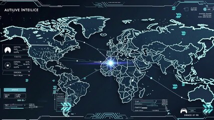 Global network monitoring and data analysis showcasing real-time statistics in a futuristic interface - Powered by Adobe
