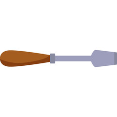 Woodworking Chisel Tool With Brown Handle On Transparent Background Flat Graphic Design