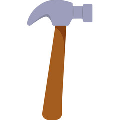 A simple illustration of a claw hammer with a wooden handle and metal head against a clean white background