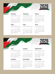 Flat design palestine calendar 2026