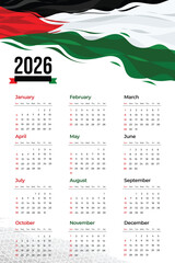 Flat design palestine calendar 2026