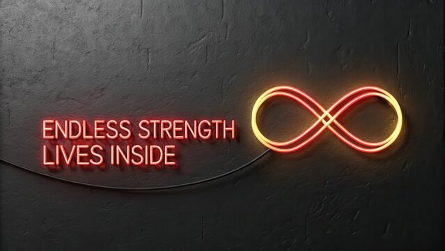 Neon Infinity Sign Glowing Against a Dark Background