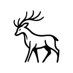 Stylized Deer Stag Outline Logo Design Illustration
