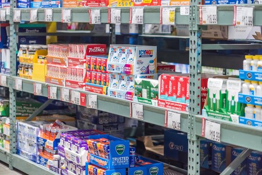 Shopping for health products in a supermarket aisle in Orlando, Florida