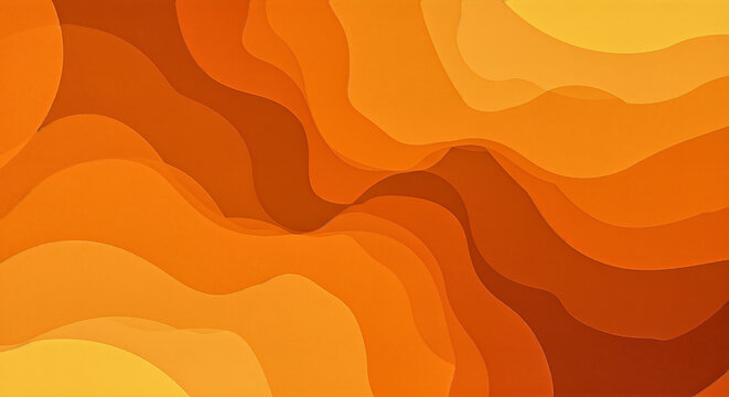 Abstract layered wavy orange background with multiple shades and gradients, vector illustration.