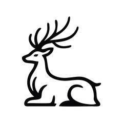 Stylized Deer Stag Outline Logo Design Illustration