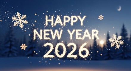 Fototapeta premium Happy New Year 2026 Festive Winter Celebration