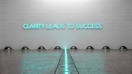 Glowing neon text Clarity Leads to Success with baubles