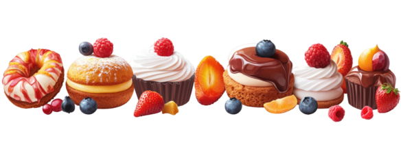 Dessert selection with fresh fruit topping