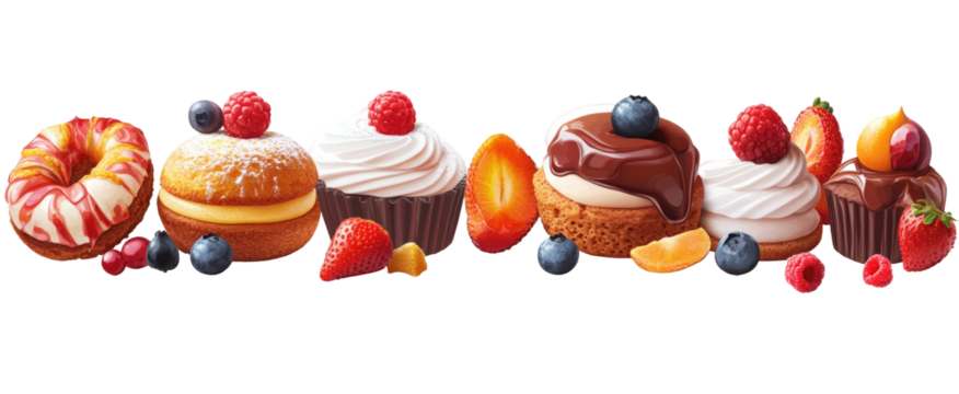 Dessert selection with fresh fruit topping