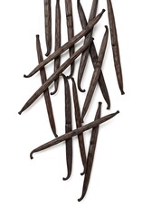 Dried Vanilla Pods on White Background Aromatic Natural Spice for Dessert and Fragrance Design  
