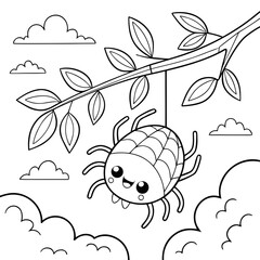 Smiling Spider Coloring Page - Cartoon Insect Activity