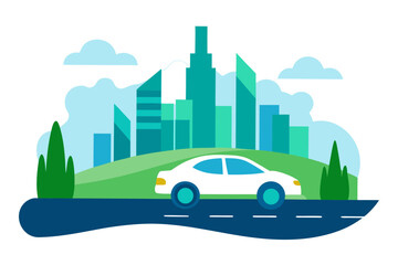 Obraz premium city road and car