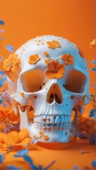 human skull in water