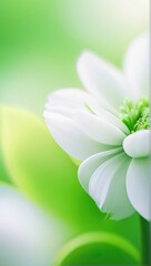 white flower on green background