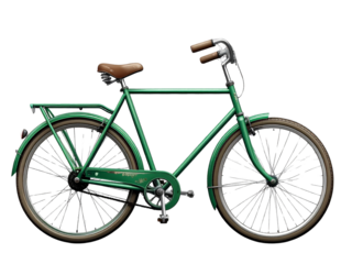  Vintage Green Bicycle Illustration Isolated on Transparent Background, High-Resolution PNG