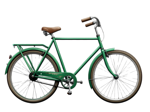 Vintage Green Bicycle Illustration Isolated on Transparent Background, High-Resolution PNG - Powered by Adobe