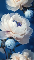white lily on blue background