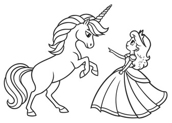 Fototapeta premium Unicorn Princess Coloring Page for Kids