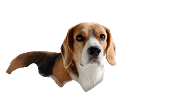A Beagle's Gaze: A beagle's intelligent eyes captures viewers, a loyal companion posing gracefully.