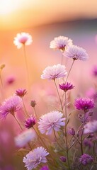 pink daisies in the field