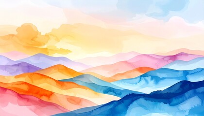 landscape with mountains and clouds, sunset in mountains,