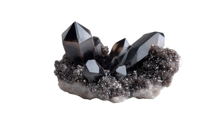 Smoky Quartz Cluster: The image reveals a stunning cluster of smoky quartz crystals, showcasing their natural beauty, geometric formations, and smoky hues, captivating mineral specimen.