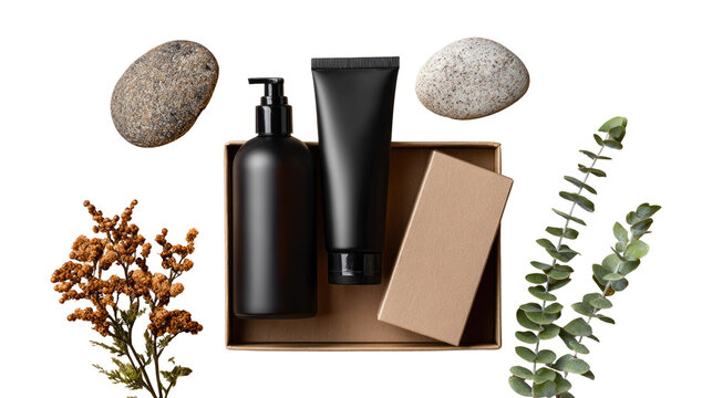 Spa Essentials: A sleek arrangement of spa essentials with natural elements, conveying a sense of calm, wellness, and self-care.