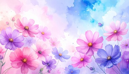 Obraz premium pink and white flowers background, pink and white flowers, pink flowers background, 