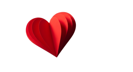 A vibrant red heart painted with a brush stroke isolated on transparent background