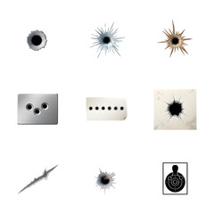 Set of Bullet holes isolated. illustration design.