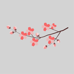 Black line art cherry blossom branch icon