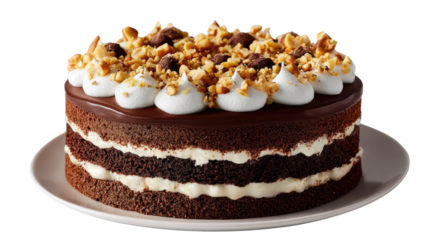 Delicious Layered Cake: A decadent, layered cake, topped with a rich frosting and delightful nuts.