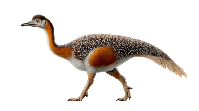 Prehistoric Elegance: A meticulously illustrated image of a Diatryma, capturing its striking posture, feathery textures, and vibrant coloration, offering a glimpse into a time long past.