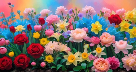 Vibrant Spring Garden in Full Bloom