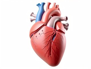 Anatomical illustration of a human heart, showcasing its intricate details and vital circulatory system functions for medical and scientific understanding
