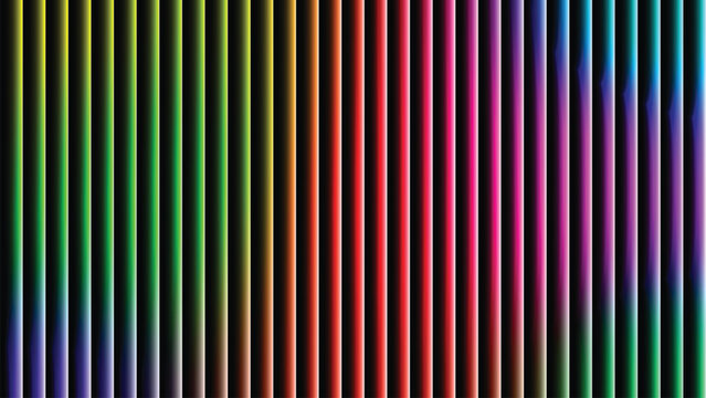 Vibrant colorful vertical spectrum lines creating a smooth gradient transition, forming a modern striped pattern and abstract background design element for digital use.