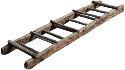 Old wooden ladder isolated on transparent background Remove png