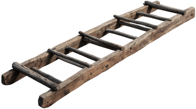 Old wooden ladder isolated on transparent background Remove png