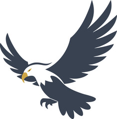 Vector icon of a flying eagle isolated on a white background.