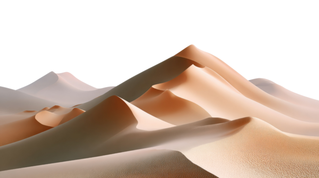 Desert Dune Majesty: An expansive, tranquil scene of towering sand dunes sculpted by the wind, showcasing the unique patterns and textures found in this vast and arid environment.