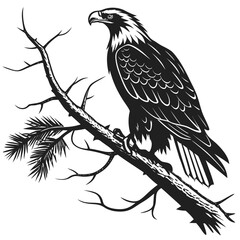 eagle on a branch with leaves