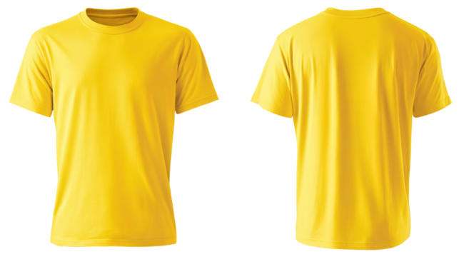Plain yellow t shirt isolated on transparent background