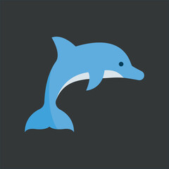 Dolphin icon for realistic, blue bright, and vivid ocean life illustrations.