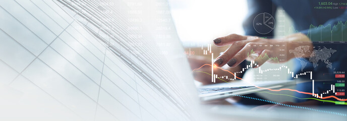 Business analysis, trading concept, Businessman, finance analyst using digital tablet, analyzing...