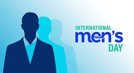 International mens day celebration with silhouette of men on blue background