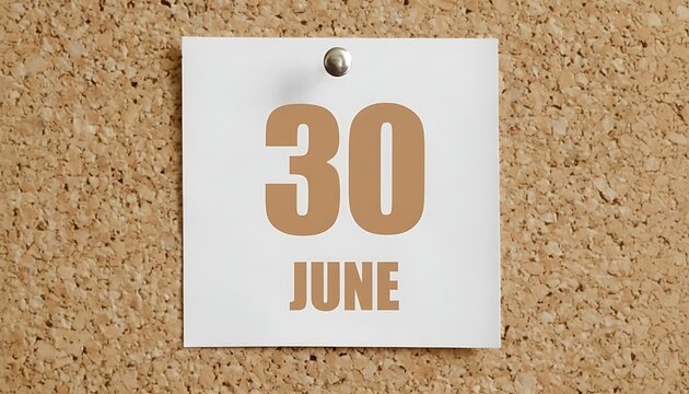 Close up of a white paper with the number 30 and the word june