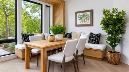 Fototapeta premium Modern dining nook interior with natural light